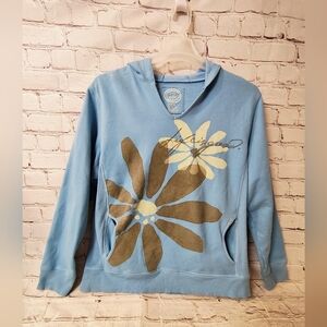 Life is Good Sweatshirt Lounge Floral Women's Blue Hoodie XL Y2K